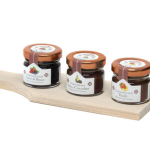 TAGLIERE LEGNO CON 3 CONFETTURE EXTRA MONODOSE
